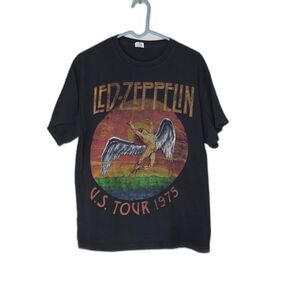 Vintage Led Zeppelin US Tour 1975 Black Tee Size Large